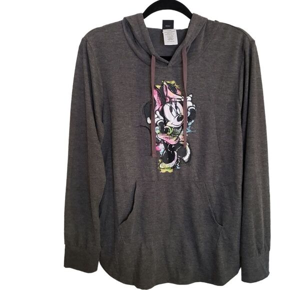 Disney Minnie Mouse Hooded Long Sleeve Kangaroo Pocket Top Size XL Juniors - Picture 1 of 7